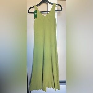 HALARA Lime Green Ribbed Midi Dress